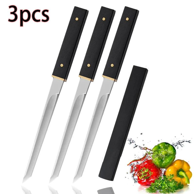 Stainless Steel Fixed Blade Pocket Knife – Outdoor & Kitchen Fixed Blade Knife Axl 3pcs B