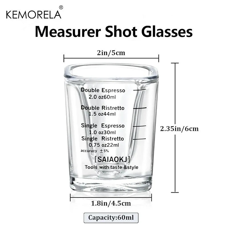 KEMORELA 2-Pack 60ml Espresso Glass Measuring Cups | Heat-Resistant Glass Measuring Cup Axl