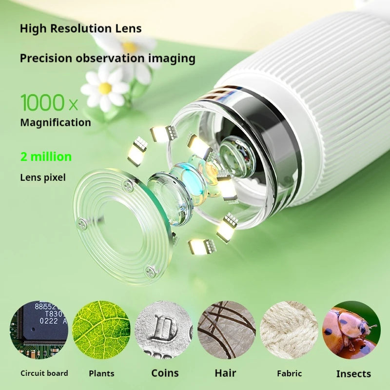 Kids Handheld Optical Microscope – 500X Portable Mini Science Kids Science Microscope Axl