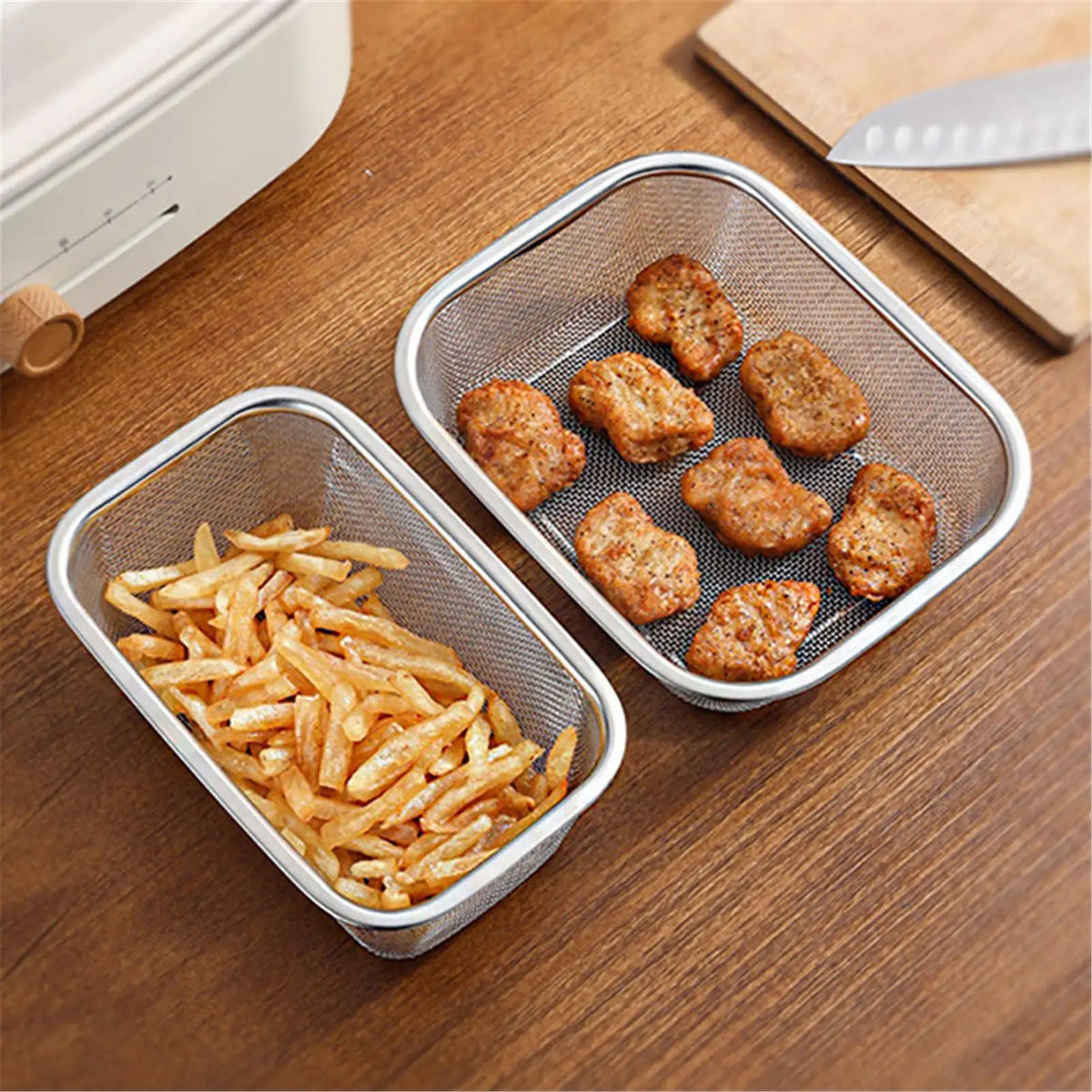 Stainless Steel Fine Mesh Strainer Basket | Rectangle Colander Kitchen Strainer Basket Axl