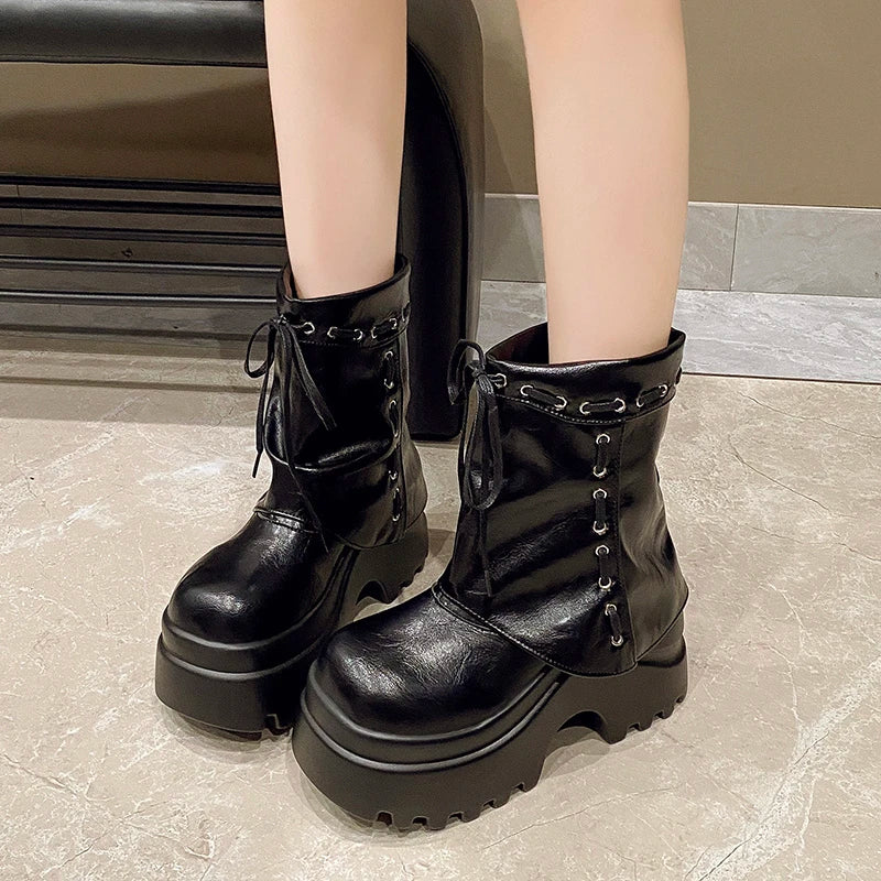 Women's Gothic Punk Platform Combat Boots – 9.5cm Heel Platform Combat Boots Axl
