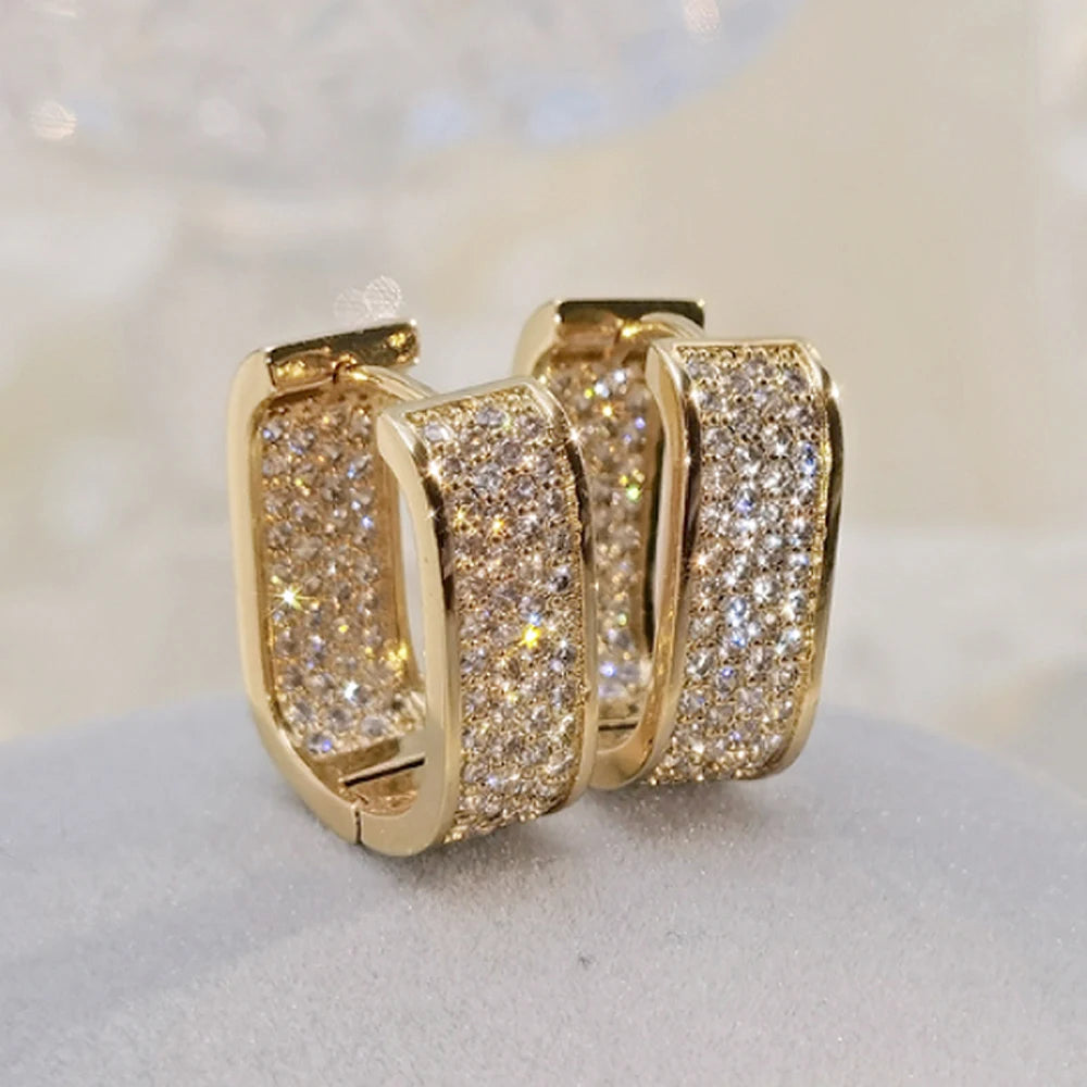 Huitan Women's Cubic Zirconia Hoop Earrings | Sparkling Fashion Hoop Earrings Axl E1934