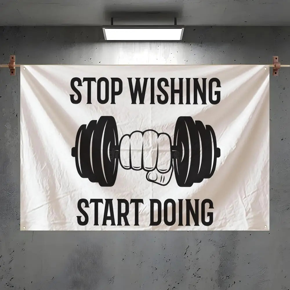 Gym Slogan Flag – Indoor & Outdoor Wall Banner | 6 Sizes Decorative Wall Flag Axl White5 120x180cm