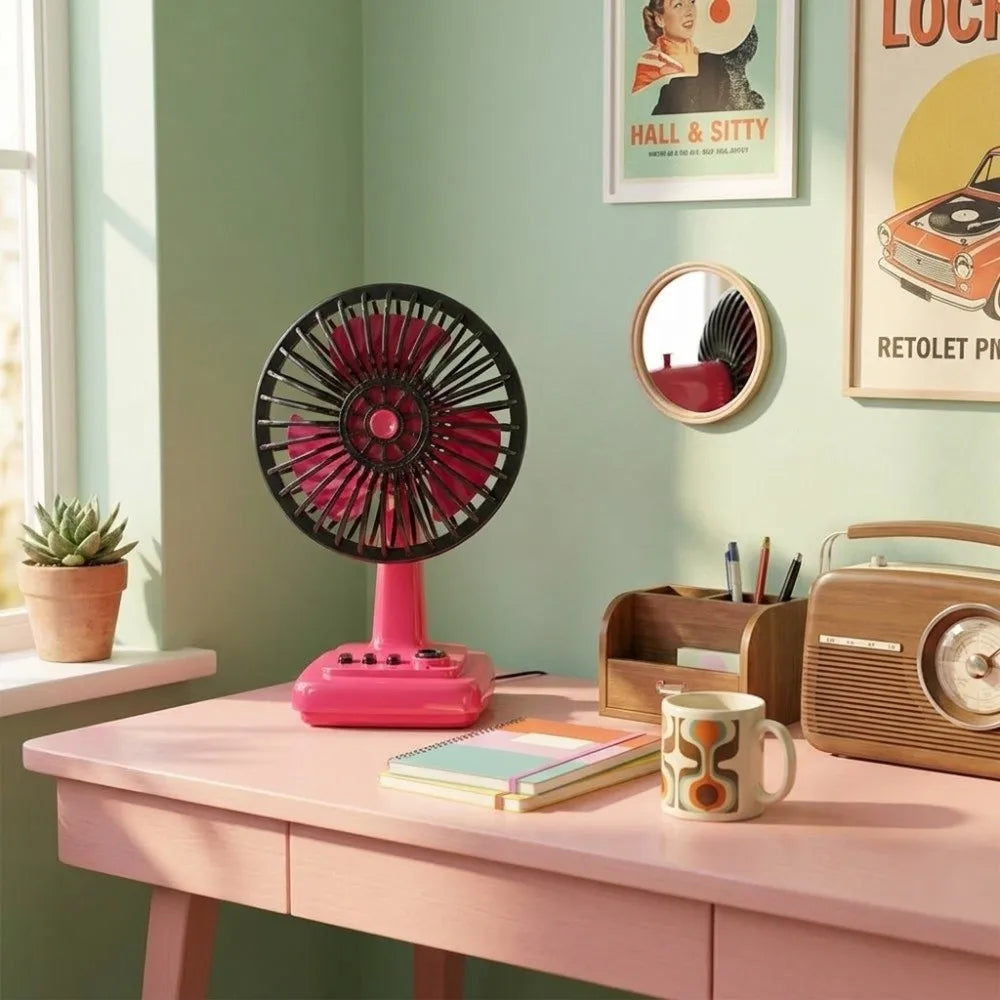 Retro Creamy Mini Desktop Fan – Rechargeable Portable USB Fan Portable Desktop Fan Axl