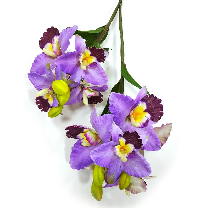 Artificial Cymbidium Orchid Branch – 11 Heads, 67cm, Two Forks Artificial Flower Branch Axl 6