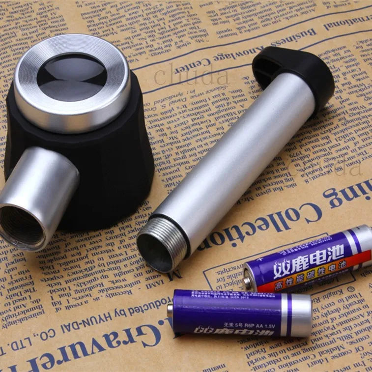 20X LED Magnifying Glass with Light & Scale – Metal Spoon Loupe LED Magnifying Loupe Axl