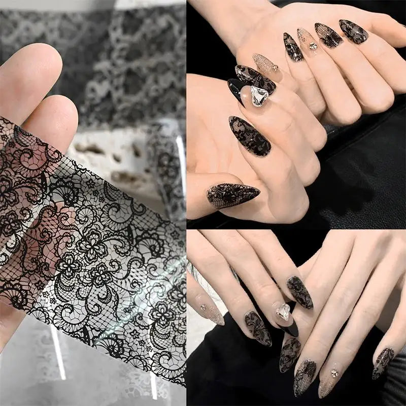 Lace Flower Nail Transfer Foils & Stickers – DIY Nail Art Nail Art Stickers Axl