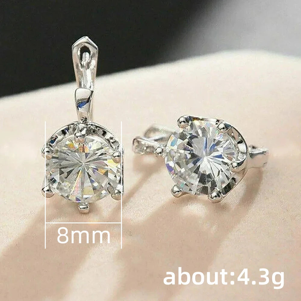 Huitan U-Shape Hoop Earrings – Silver Cubic Zirconia Women Hoop Earrings Axl