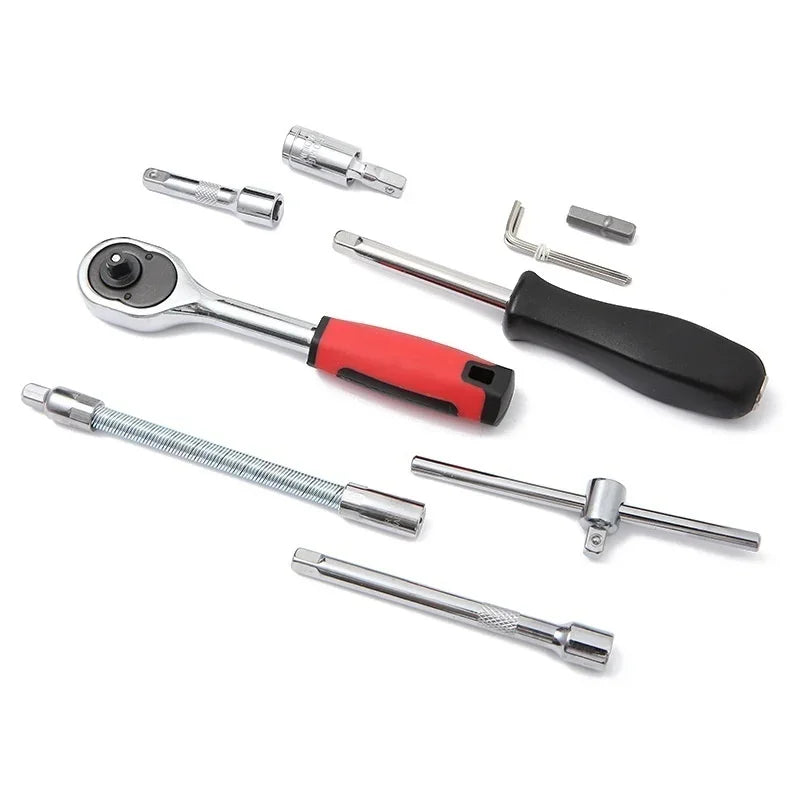 46-Piece Car & Home Tool Kit – Socket, Wrench & Screwdriver Set Hand Tool Kit Axl