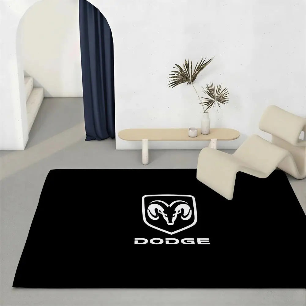 Dodge Logo Flannel Floor Mat – Non-Slip Soft Indoor Rug Flannel Floor Mat Axl White6 120x160cm