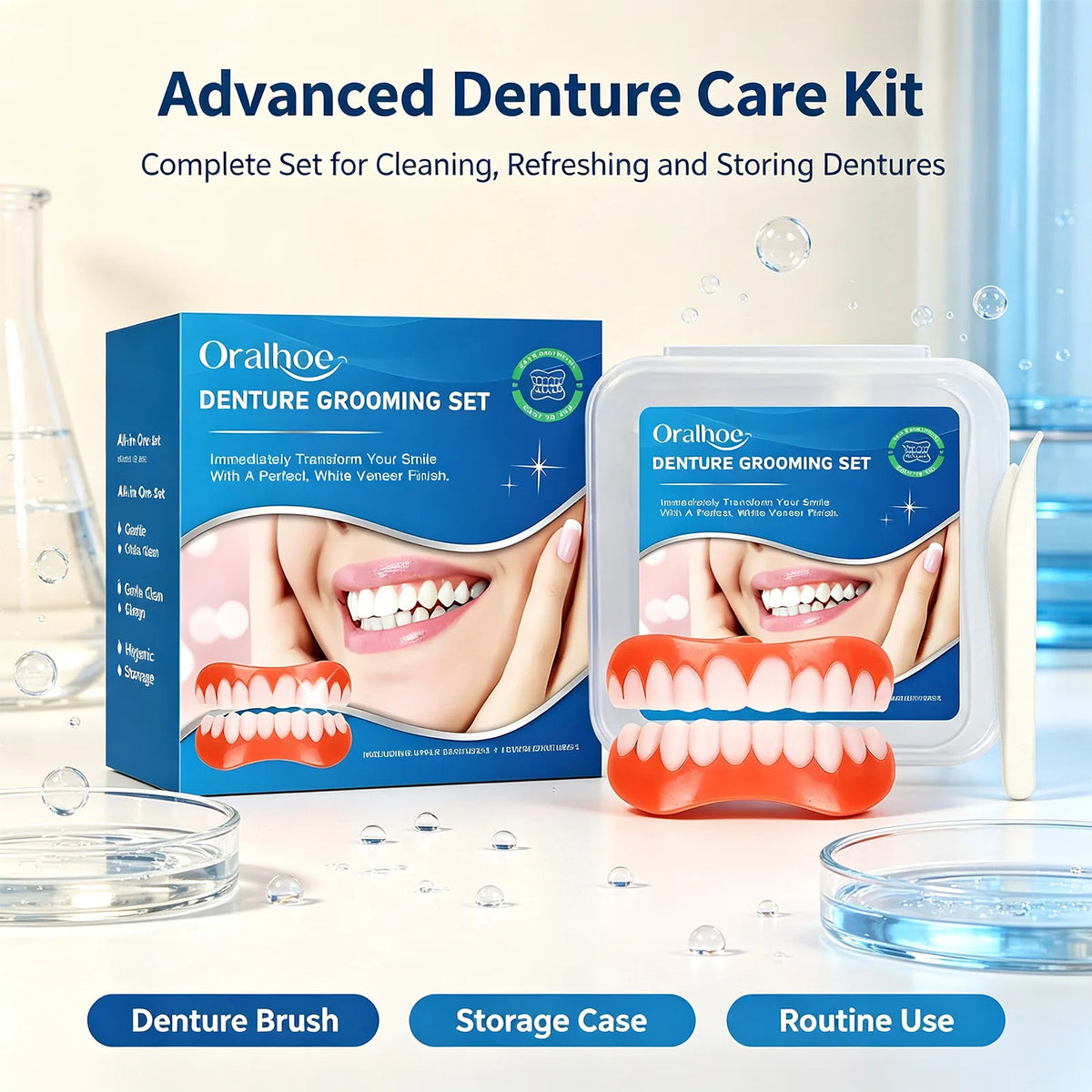 Snap-On Veneer Denture Set – Covers Tooth Gaps, Natural Look Snap-On Dental Veneers Axl