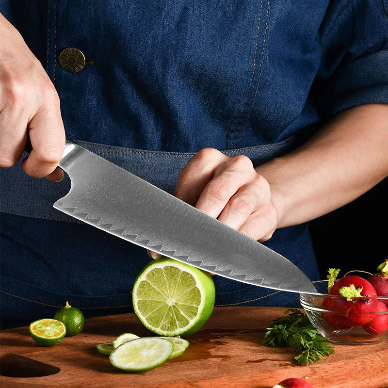 Damascus Steel Chef Knife – Sharp Wood Handle Kitchen Knife Damascus Chef Knife Axl