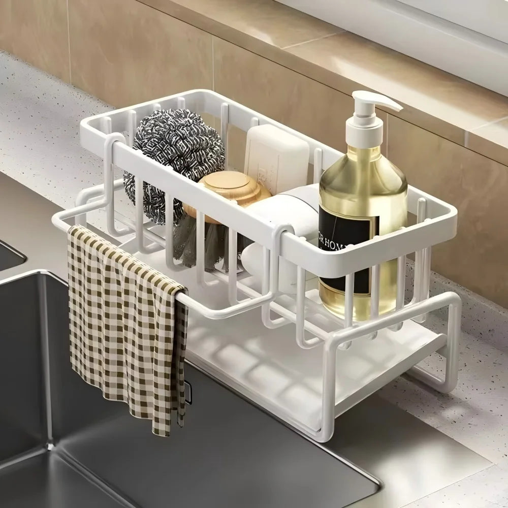 Tap-Mounted Spice Shelf & Sink Organizer with Drainage Rack Sink Organizer Shelf Axl
