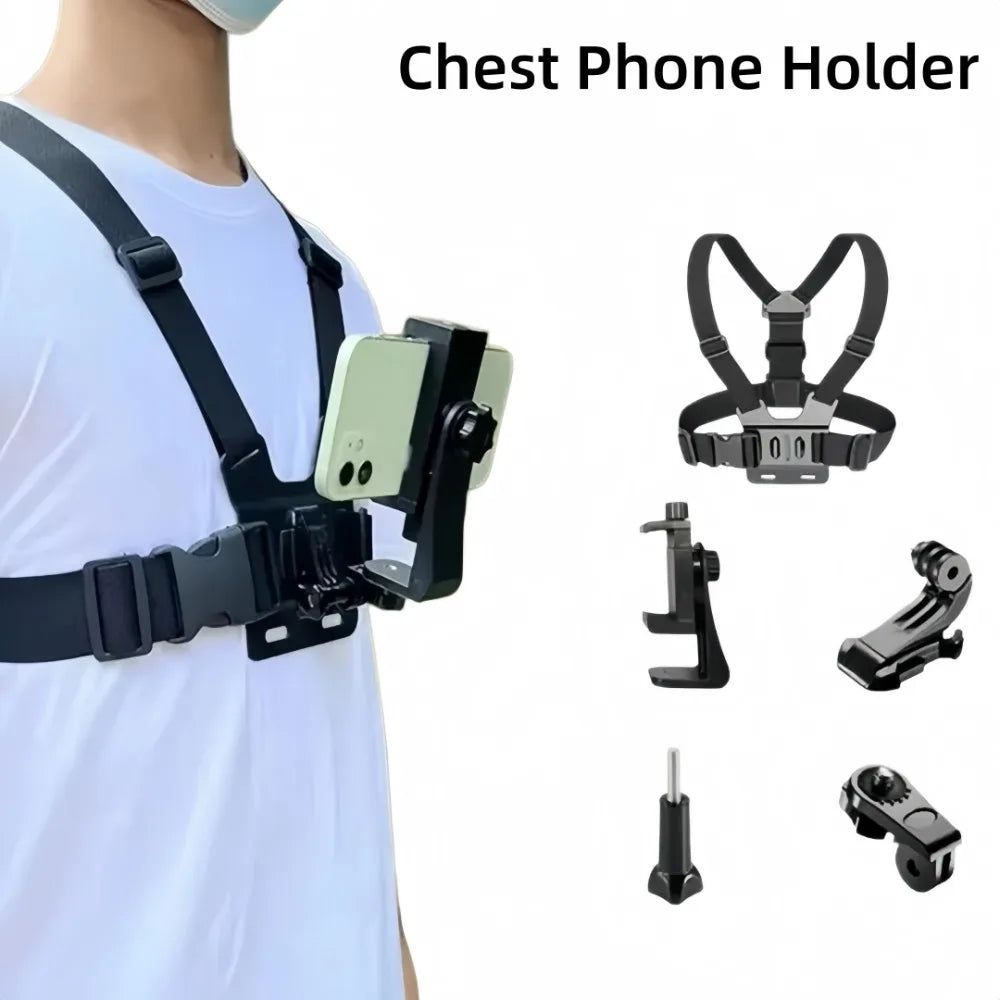 Adjustable Chest Strap Phone & Camera Clip Holder | Sport Chest Strap Phone Mount Axl
