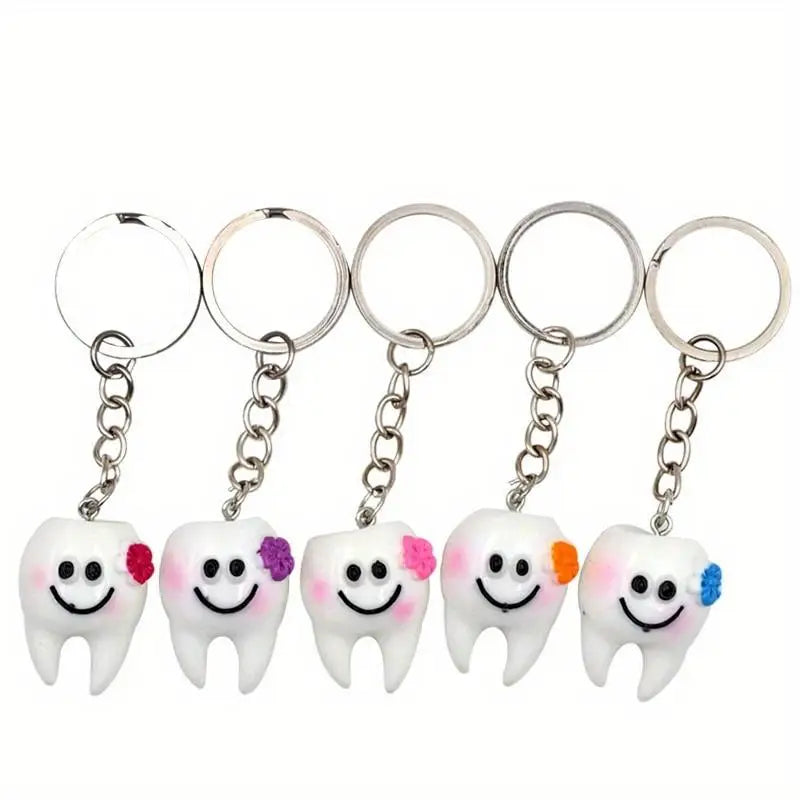 10-Pack Cute Tooth Keychains – Novelty Dental Gift Set Novelty Keychain Set Axl