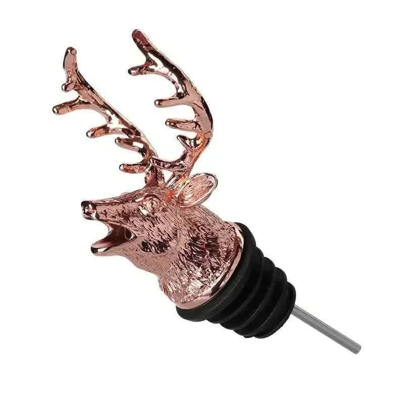 Deer Head Wine Bottle Pourer – Zinc Alloy Spout Stopper Wine Bottle Pourer Axl Rose Gold