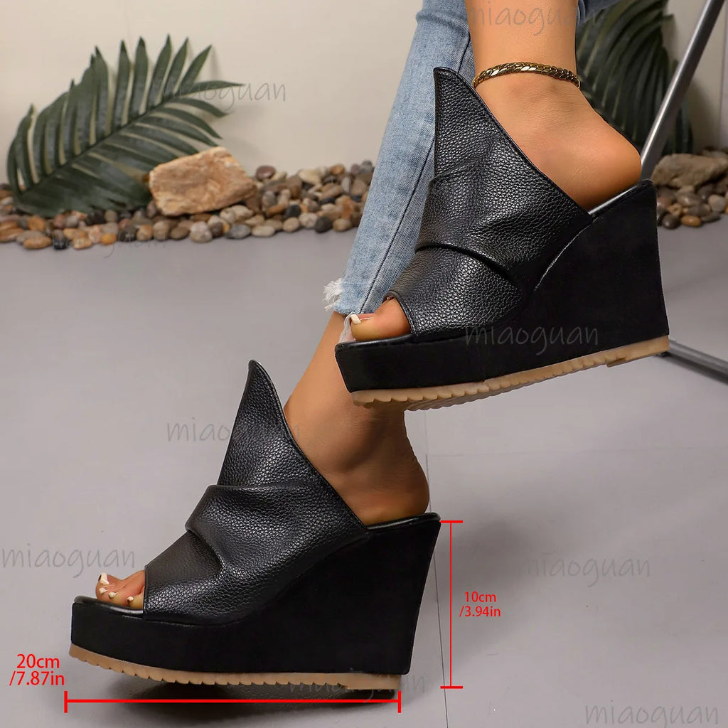 Women's 10cm Wedge Sandals – Roman Open Toe Platform Slides Wedge Platform Sandals Axl