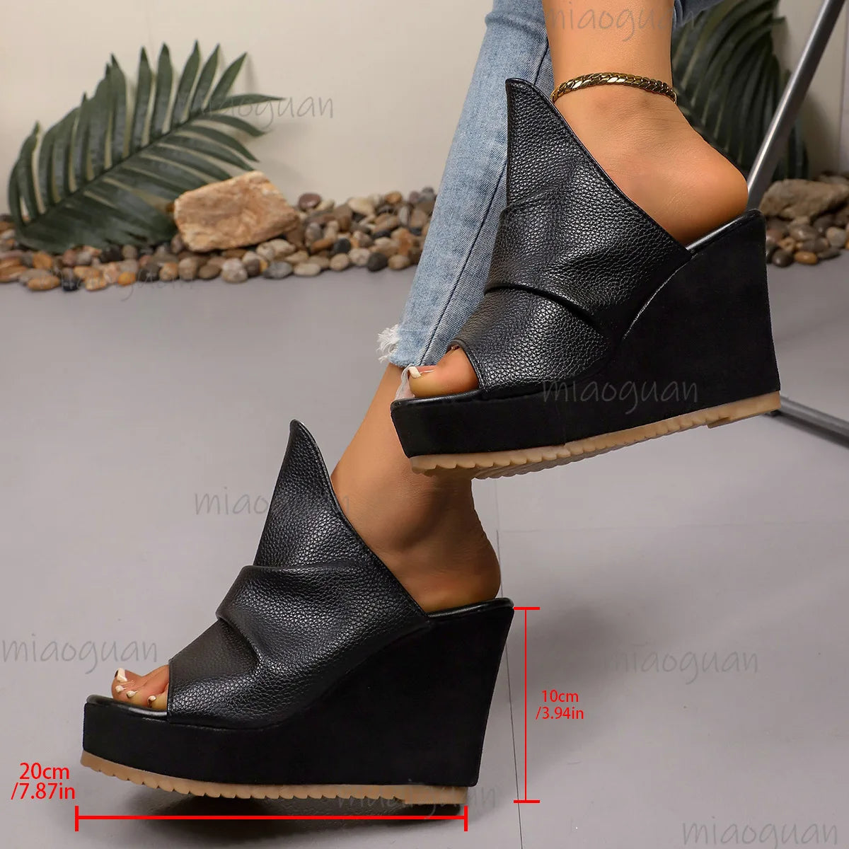 Women's 10cm Wedge Sandals – Roman Open Toe Platform Slides Wedge Platform Sandals Axl