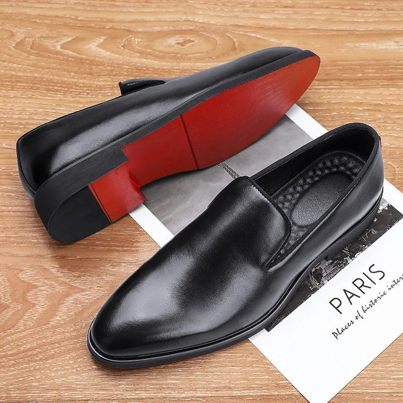 Men's Red Sole Pointed Toe Loafers – Slip-On Business Dress Shoes Men's Dress Loafers Axl