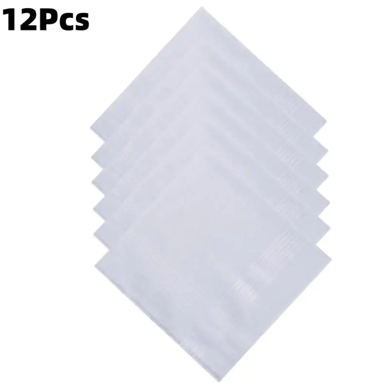 Pure Cotton White Handkerchiefs for Men & Women | 6 or 12 Pack Cotton Handkerchiefs Axl 12Pcs