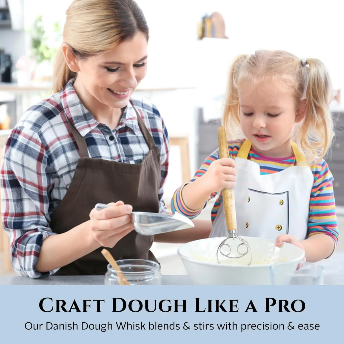 10-Inch Danish Dough Whisk – Oak Wood & Stainless Steel Dough Whisk Axl