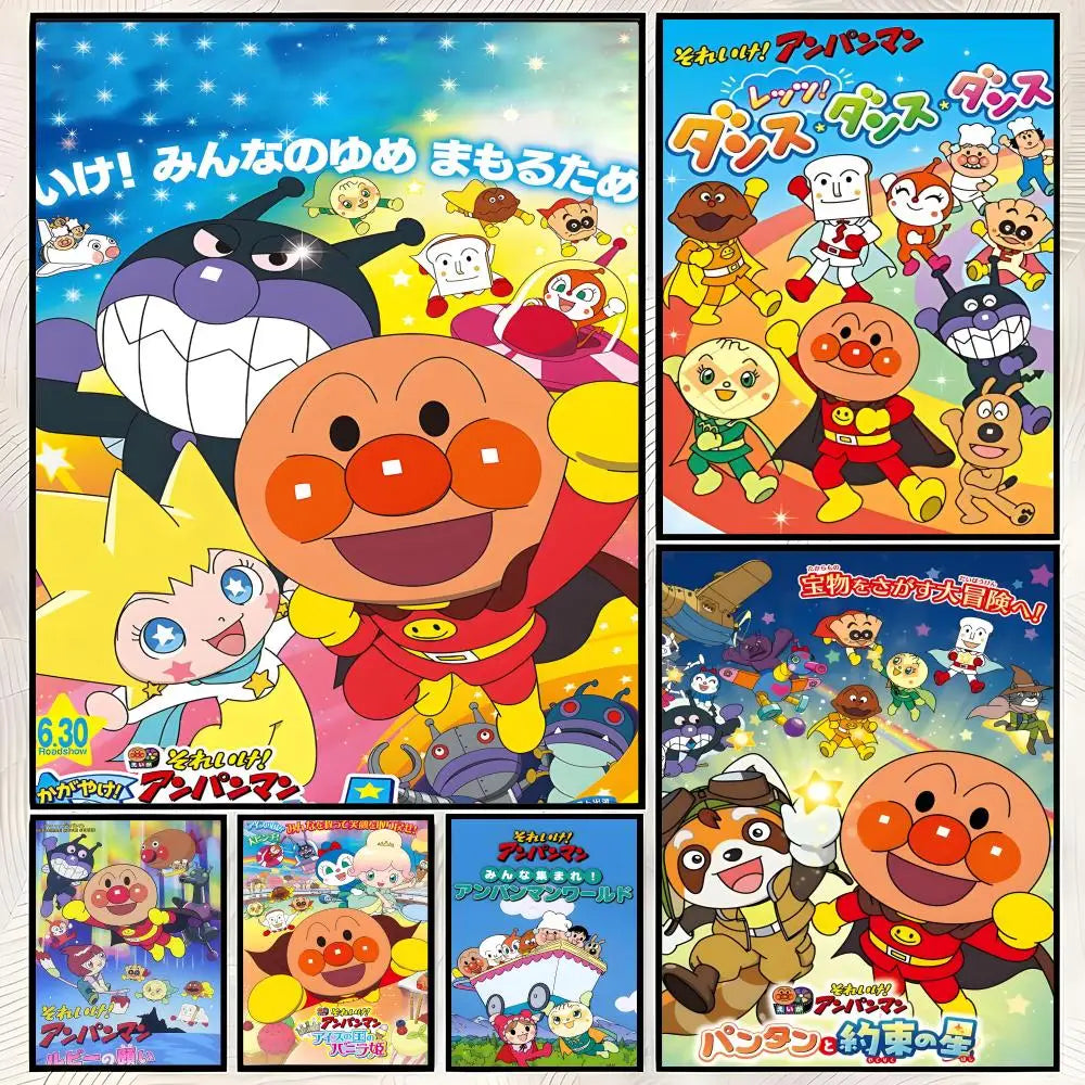 Anpanman Self-Stick HD PVC Wall Poster – Waterproof Home Decor Wall Art Poster Axl