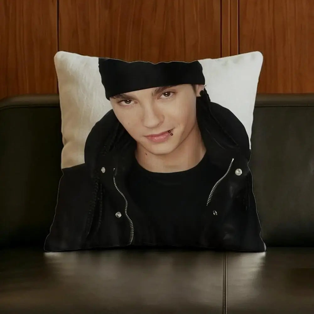 Tom Kaulitz Linen Cushion Cover | Sofa & Bed Pillow Case Decorative Cushion Cover Axl White3 50X50cm