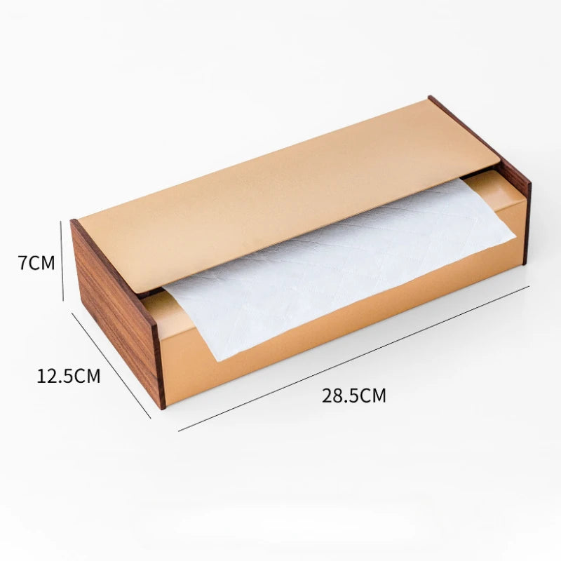 Modern Walnut & Steel Tissue Box Holder – Desk & Table Décor Tissue Box Holder Axl Long