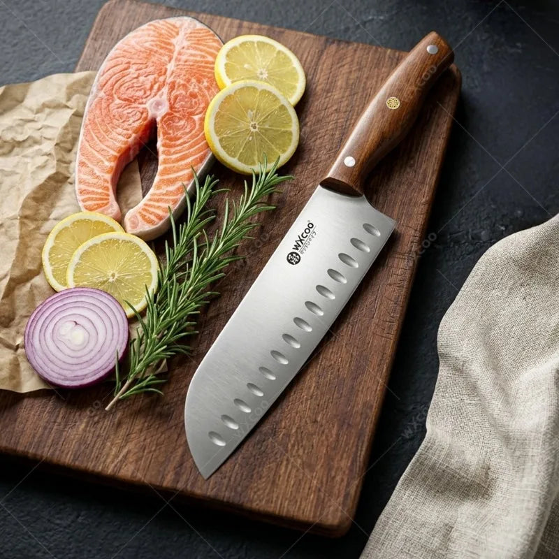 WXCOO Stainless Steel Santoku Knife – Pro Chef Kitchen Knife Santoku Chef Knife Axl