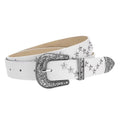 Y2K Punk Studded Belt – Gothic PU Leather Star Waistband Fashion Belt Axl White