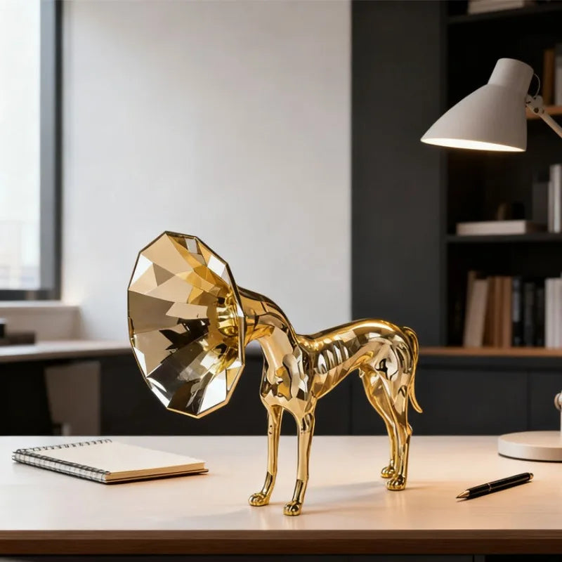 Nordic Trumpet Dog Figurine – Modern Metal Sculpture Décor Decorative Figurine Axl