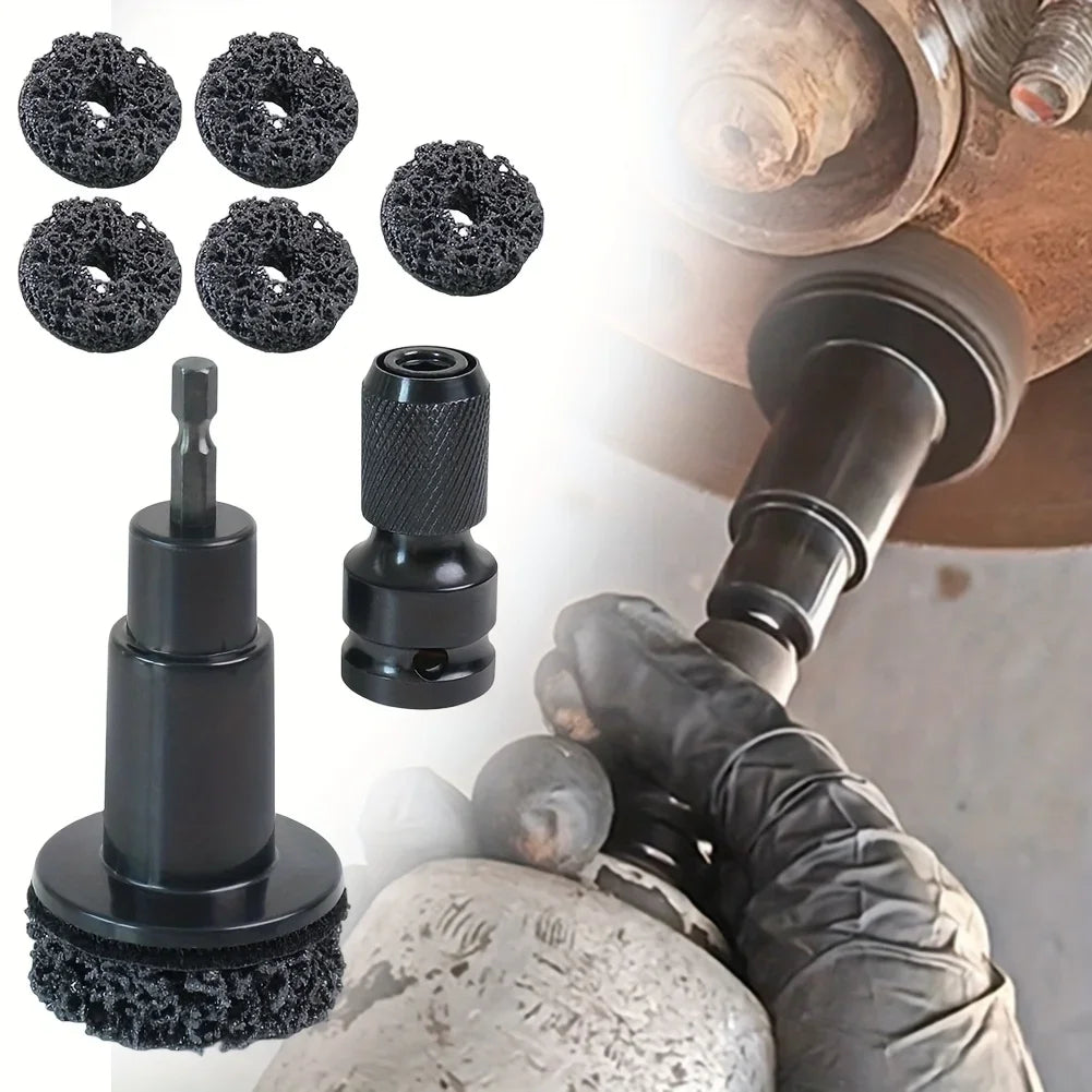Wheel Hub Brake Disc Rust Removal Tool + 5 Grinding Heads Rust Removal Tool Axl