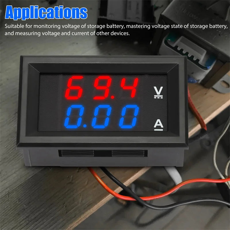 DC 0-100V 10A Digital Voltmeter Ammeter Dual LED Panel Gauge Digital Panel Meter Axl