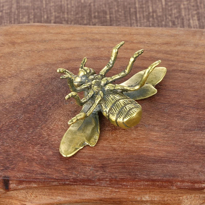 Solid Brass Honeybee Figurine – Miniature Tea Pet Desk Ornament Brass Figurine Axl