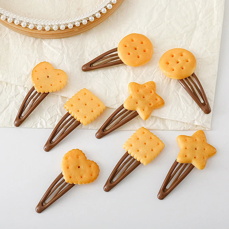 Kawaii Cookie Hair Clips – Cute Biscuit Barrettes 1 or 4 Pcs Hair Clip Barrette Axl