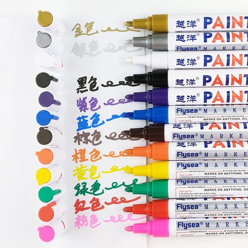 12-Piece Waterproof Permanent Paint Markers – Tire & Art Use Paint Marker Set Axl