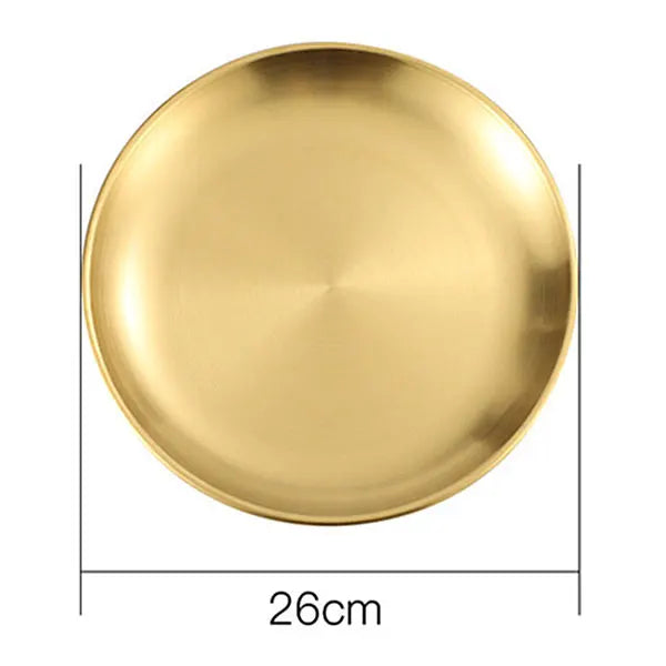 Stainless Steel Camping Plate – Stackable Rust-Proof Dinner Plate Camping Dinner Plate Axl 26cm Gold Plate