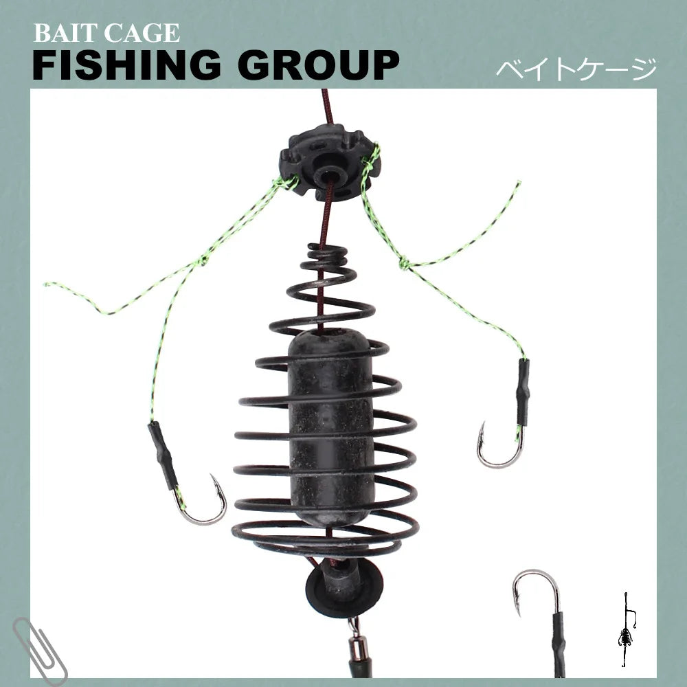 Carp Fishing Bait Cage Feeder 30–80g | Carbon Steel Hook Rig Fishing Feeder Rig Axl