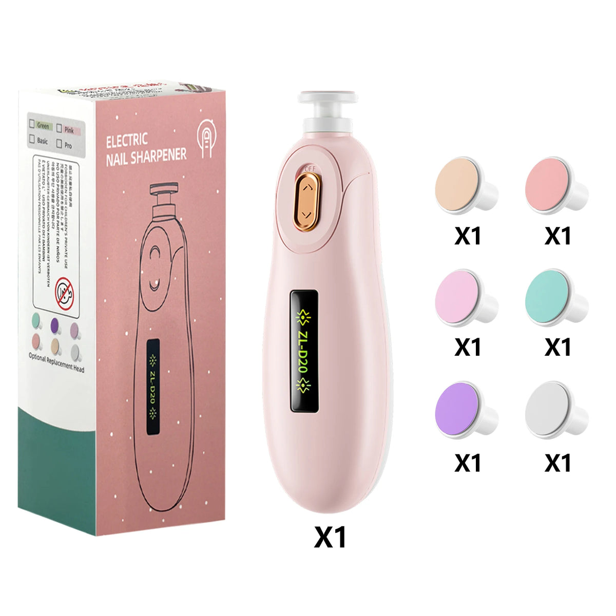 Electric Baby Nail Trimmer Set with LED Light | Safe for Newborns Baby Nail Trimmer Axl Battery Pink