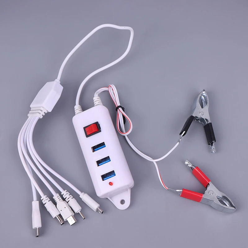 3-Port USB Clip Charger with Switch | Universal Battery Charger USB Clip Charger Axl
