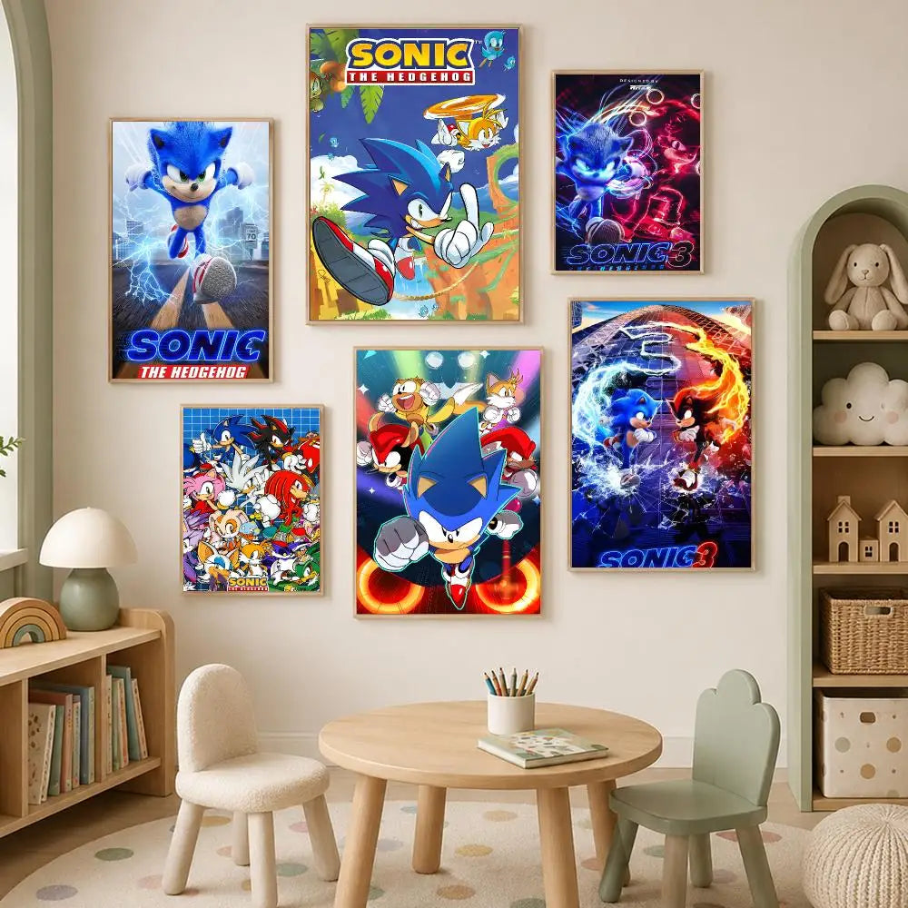 Sonic Character Self-Stick HD Wall Poster – Waterproof Room Decor Wall Art Poster Axl