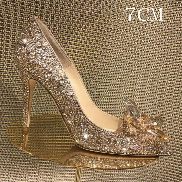 Women's Crystal Rhinestone Pointed Toe Wedding Pumps | Heels