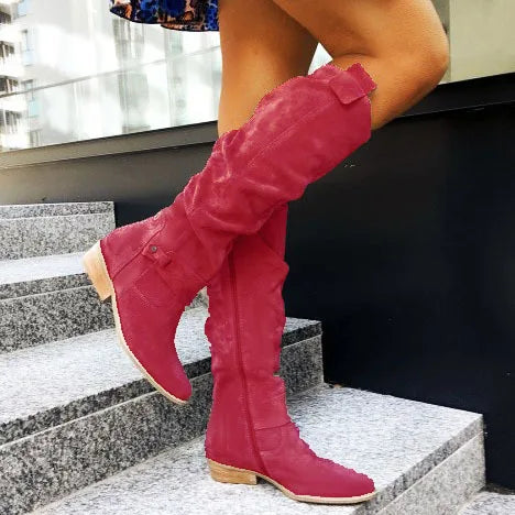 Women's Suede Ankle Boots – Low Heel Western Cowboy Booties Women's Ankle Boots Axl red 42