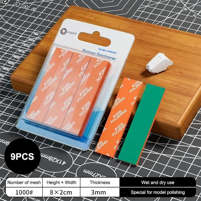Wet/Dry Sponge Sandpaper Set 9/12 Pcs – #400 to #2000 Grit Sanding & Polishing Kit Axl 1000 Mesh