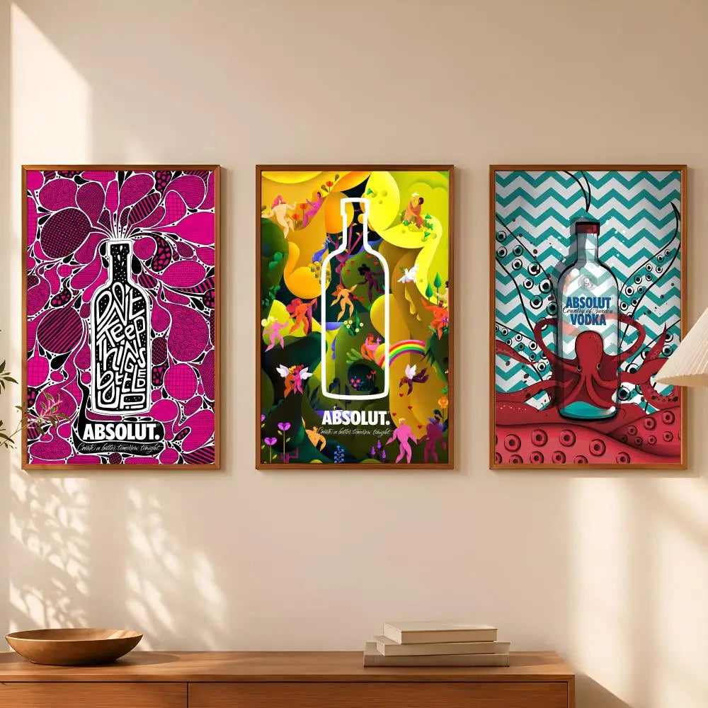 Absolut Vodka Wall Art Poster – Self-Stick HD Waterproof Decor Wall Art Poster Axl