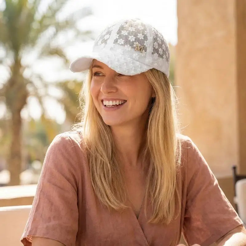 Adjustable Lace Flower Baseball Cap – Women's Summer Sun Hat Lace Baseball Cap Axl