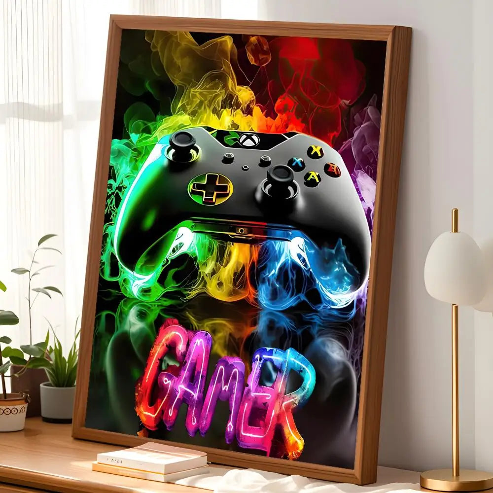 Neon Video Game Wall Poster – Self-Stick Waterproof HD PVC Art Wall Art Poster Axl