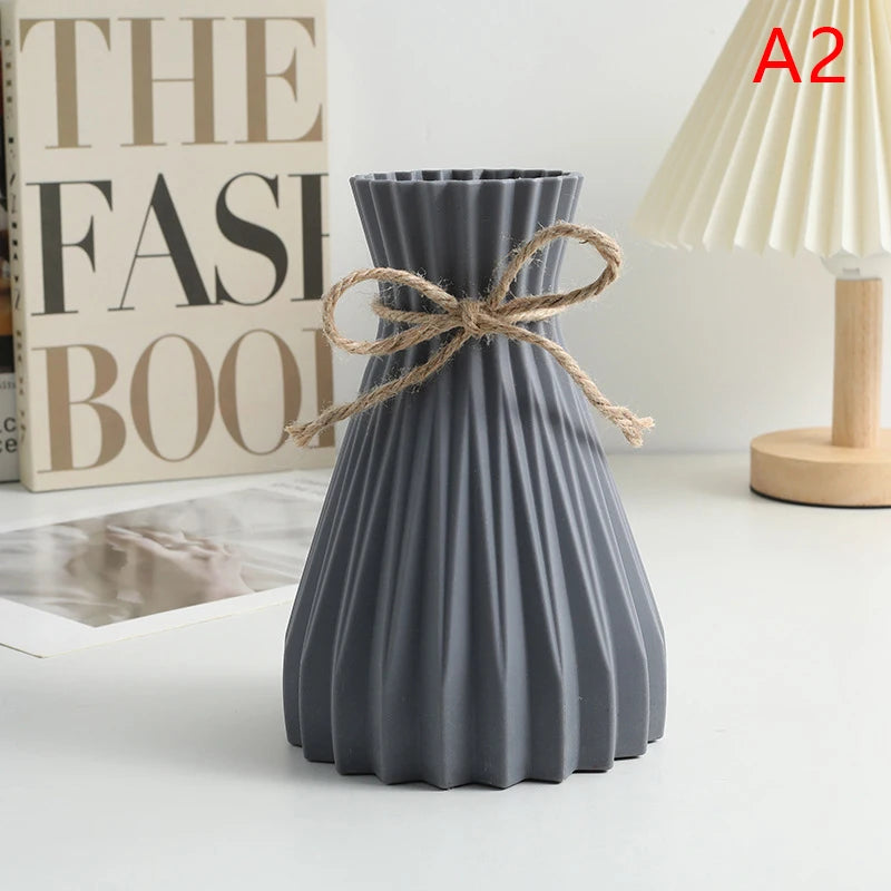 Water Ripple Nordic Plastic Vase – Modern Home Decor Flower Pot Decorative Vase Axl A2