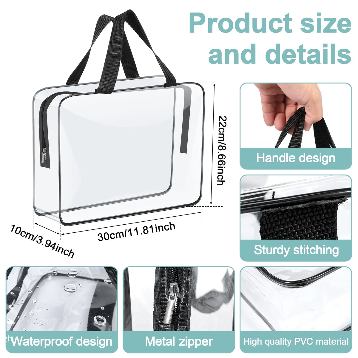 Clear PVC Organizer Bags 4/6 Pcs – Waterproof Zipper Storage Storage Organizer Bags Axl