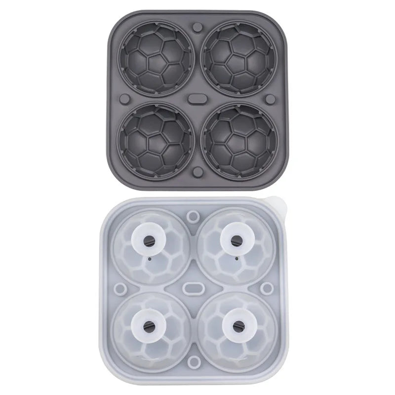 Football Ice Cube Mold – 4-Grid Silicone Tray with Lid | KEMORELA Silicone Ice Cube Mold Axl Grey